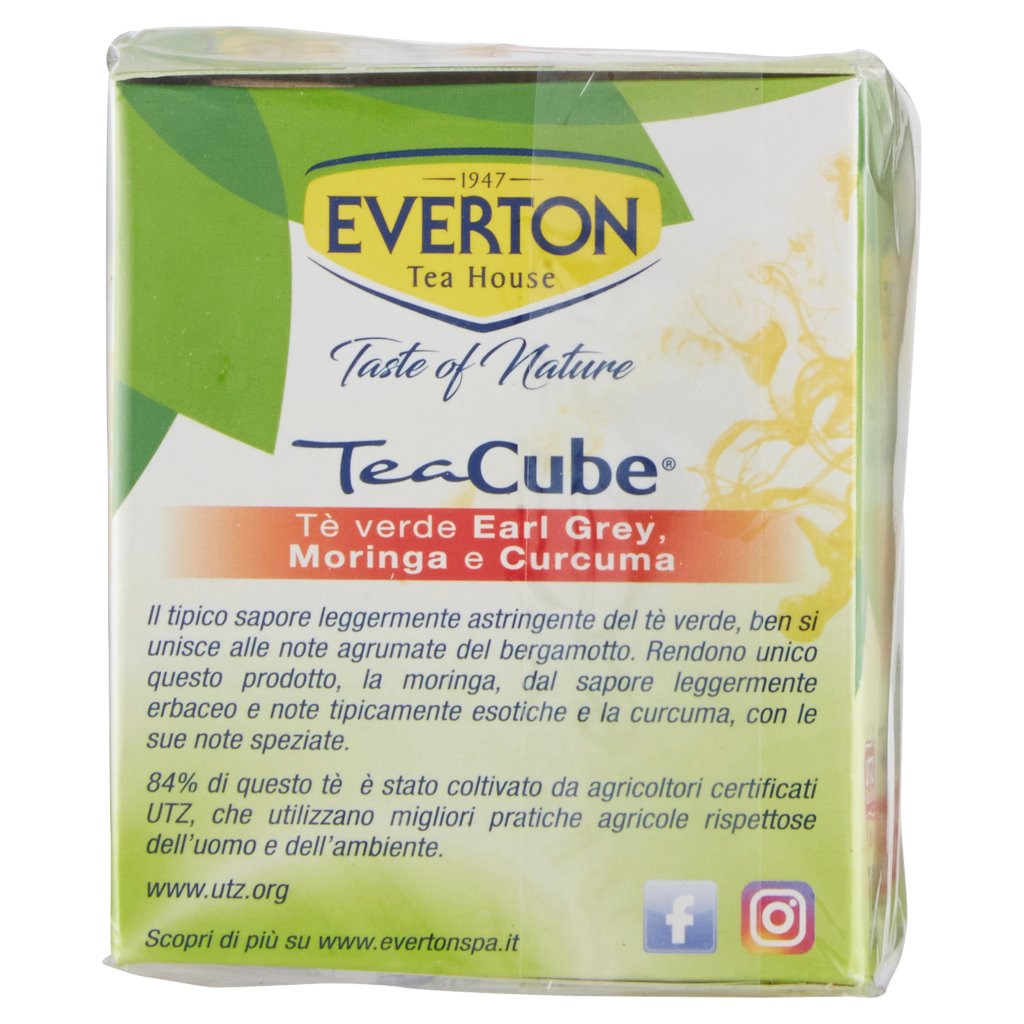Everton Taste Of Nature Teacube Tè Verde Earl Grey, Moringa e Curcuma 10 x 1,3 g