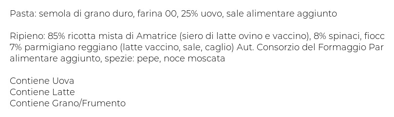 Antica Pasta Sabina Ravioli Ricotta/spinaci e Parmigiano 0,500 Kg