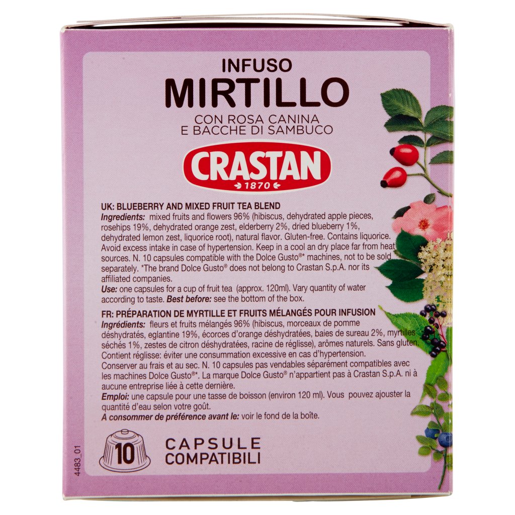 Crastan Infuso Mirtillo 10 Capsule Compatibili con Macchine Dolce Gusto* 10 x 3 g