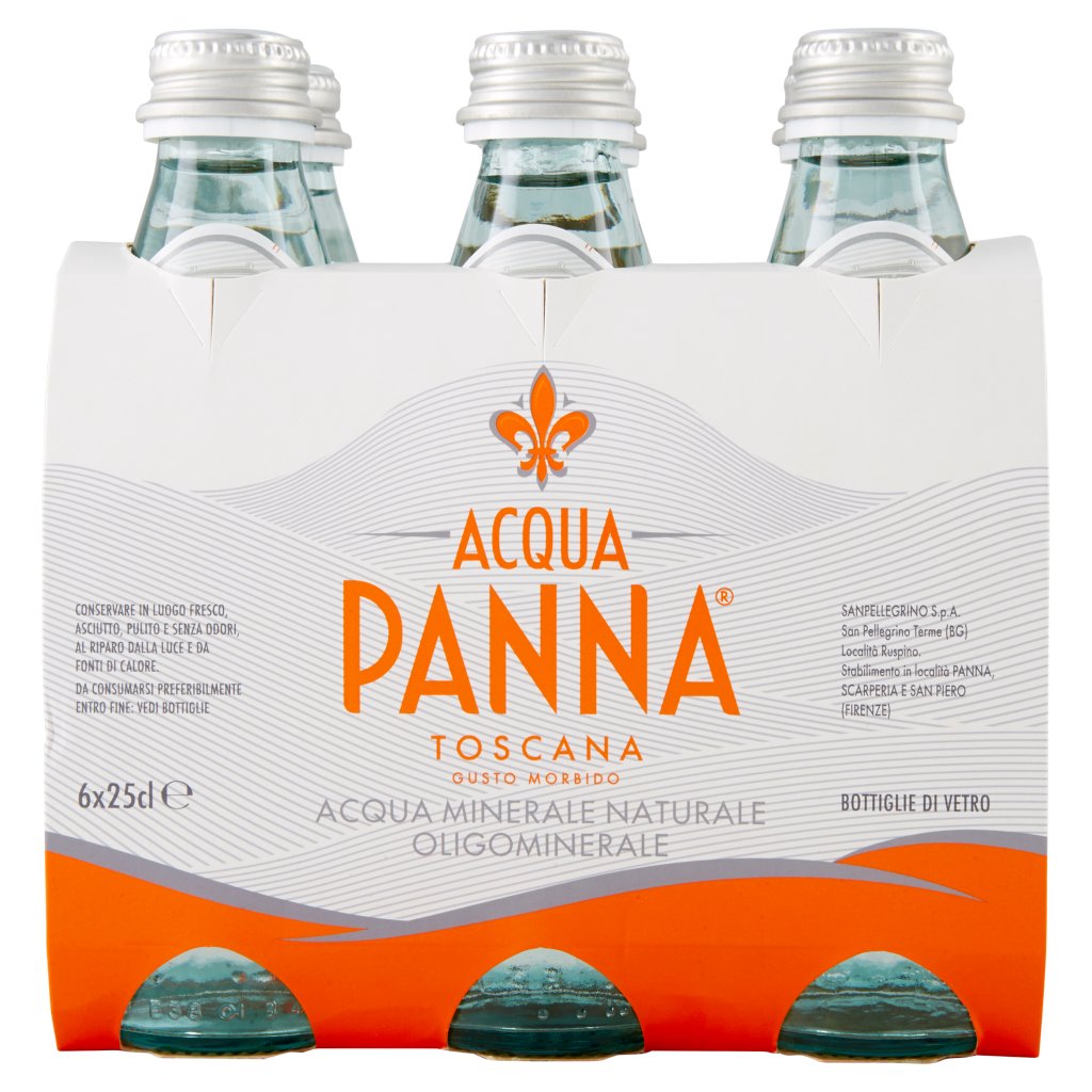 Acqua Panna , Acqua Minerale Oligominerale Naturale, Bottiglia Vetro 25cl x 6