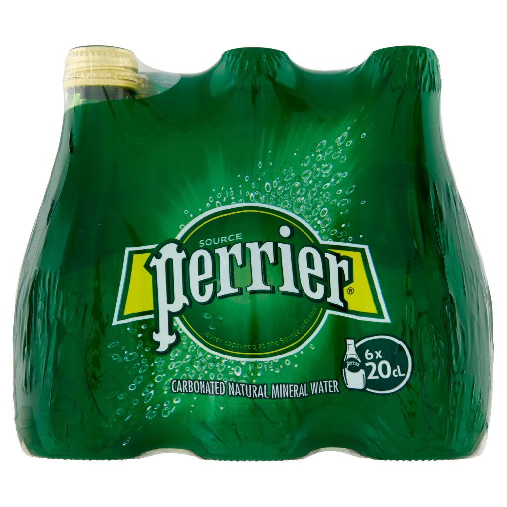 Perrier , Acqua Minerale Naturale Frizzante, Rinforzata con il Gas della Sorgente, Vetro, 20clx6