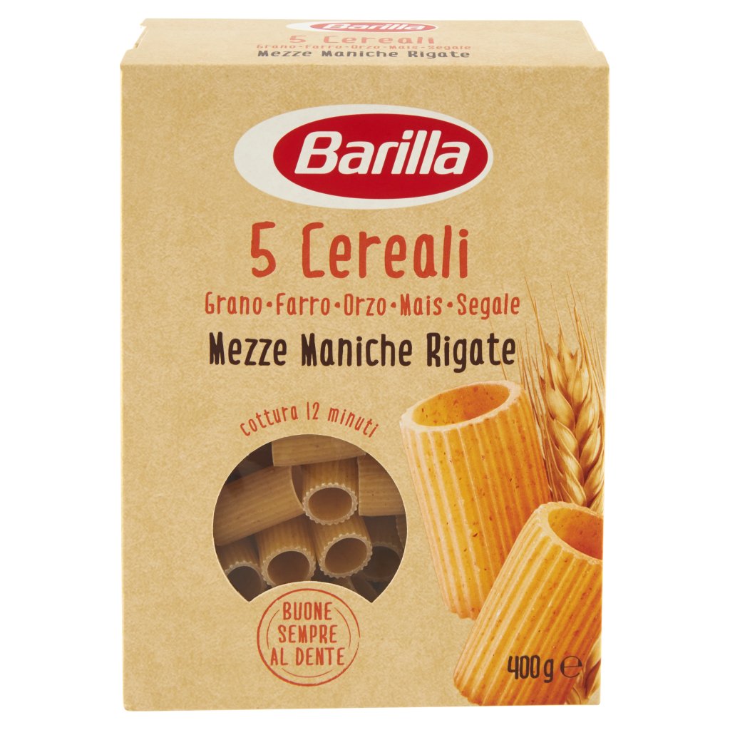 Barilla Mezze Maniche Rigate 5 Cereali Grano-farro-orzo-mais-segale