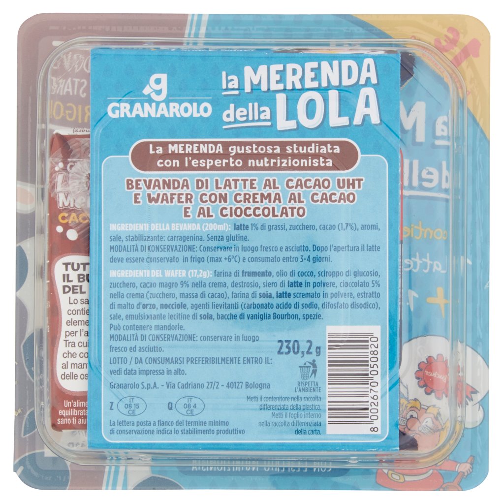 Granarolo La Merenda della Lola 1 Latte x la Merenda + 1 Snack Wafer 230,2 g