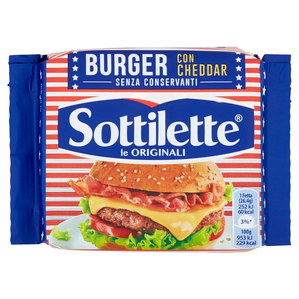 Sottilette Burger con Cheddar Formaggio Fuso a Fette -