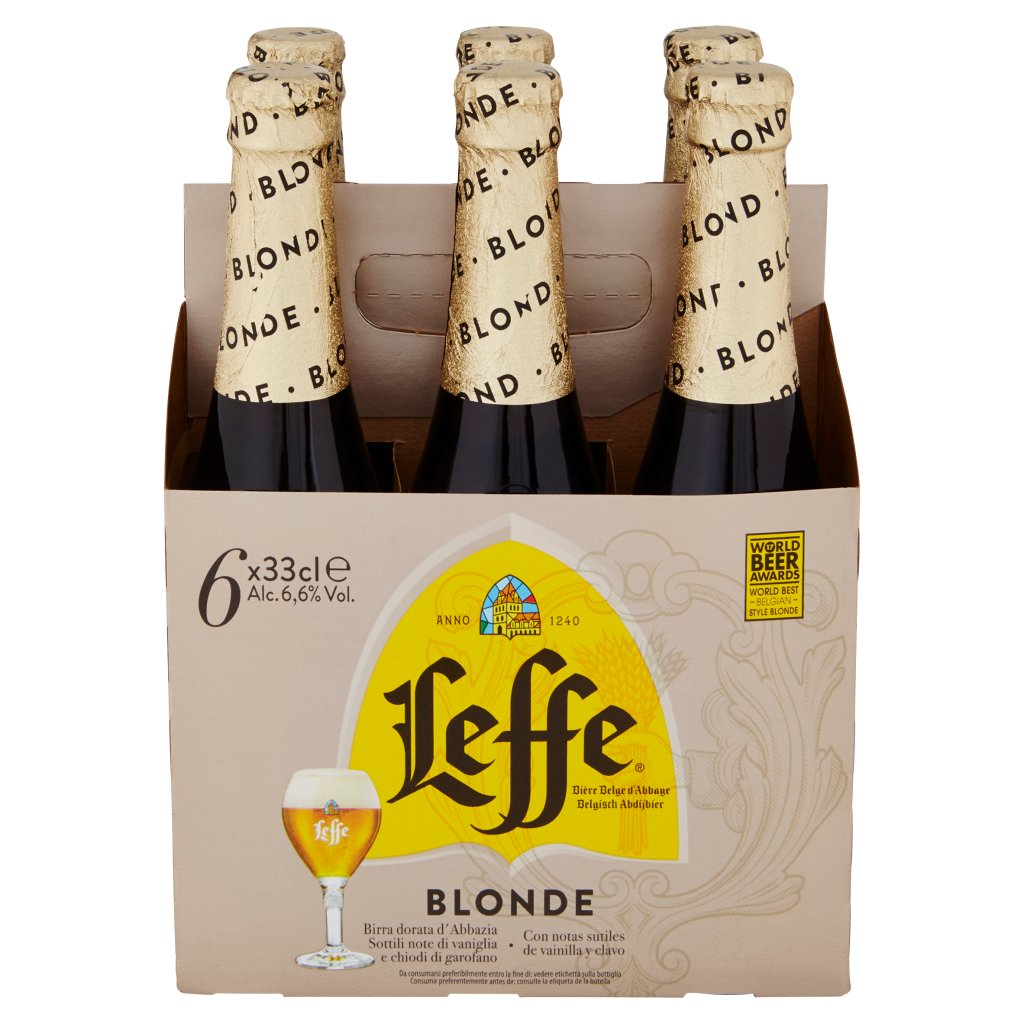 Leffe Leffe Blonde Birra Bionda Belga d'Abbazia Doppio Malto Bottiglia 6x33cl