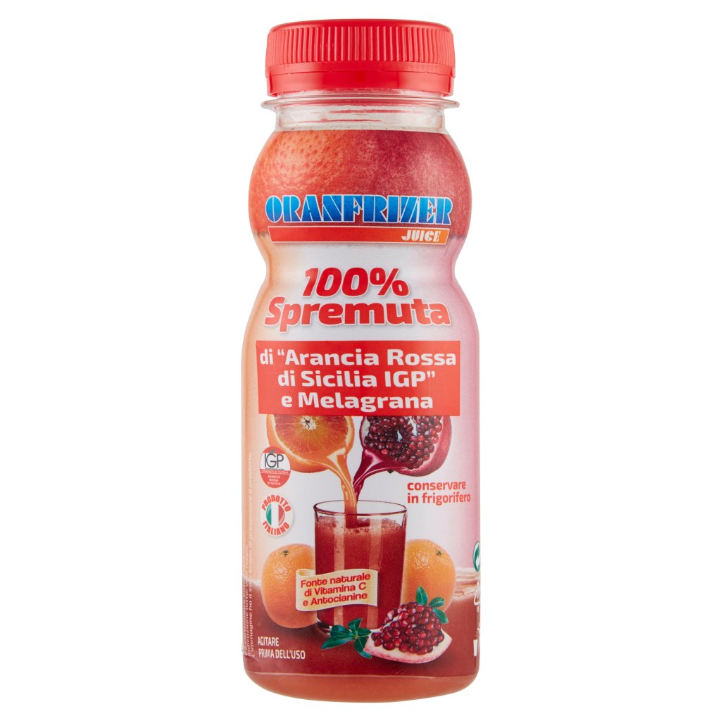 Oranfrizer Juice 100% Spremuta di "arancia Rossa di Sicilia Igp" e Melagrana
