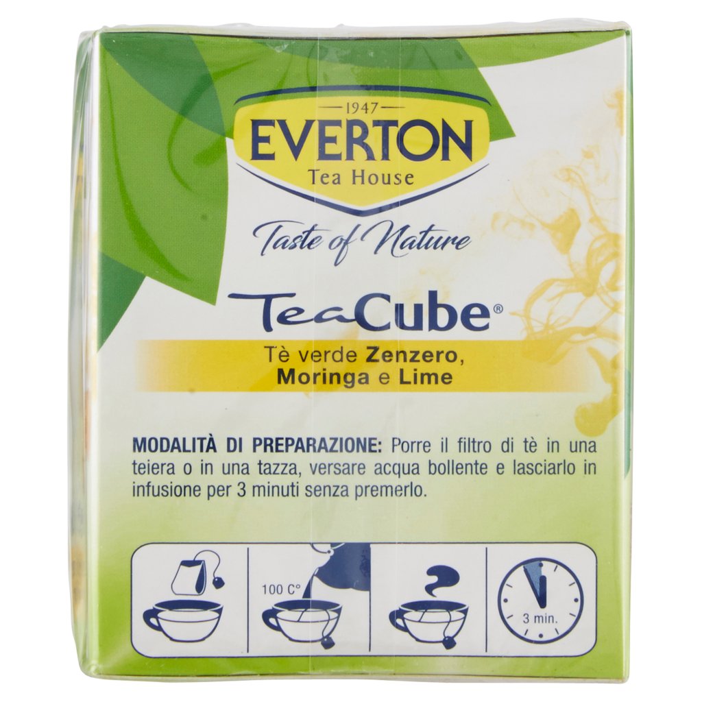 Everton Taste Of Nature Teacube Tè Verde Zenzero, Moringa e Lime 10 x 1,3 g