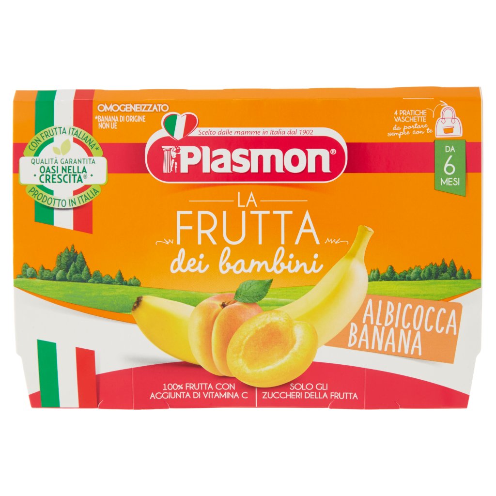 Plasmon La Frutta dei Bambini Albicocca Banana Omogeneizzato 4 x 100 g