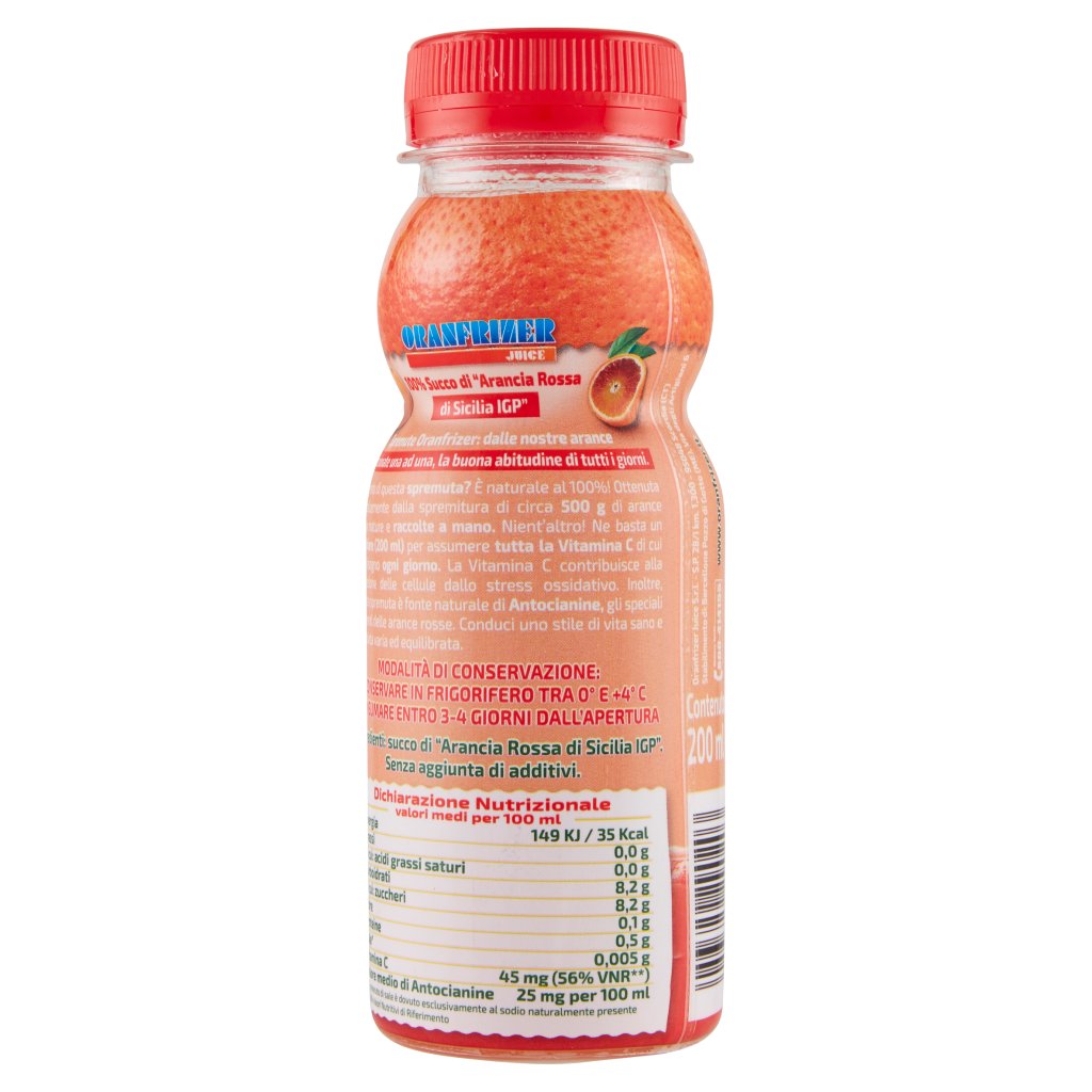 Oranfrizer Juice 100% Spremuta di "arancia Rossa di Sicilia Igp"