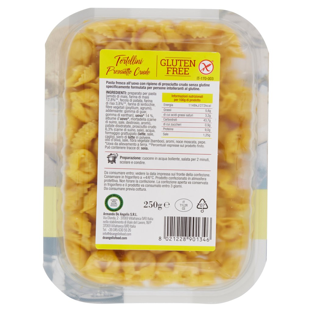 De Angelis Gluten Free Tortellini Prosciutto Crudo Everli