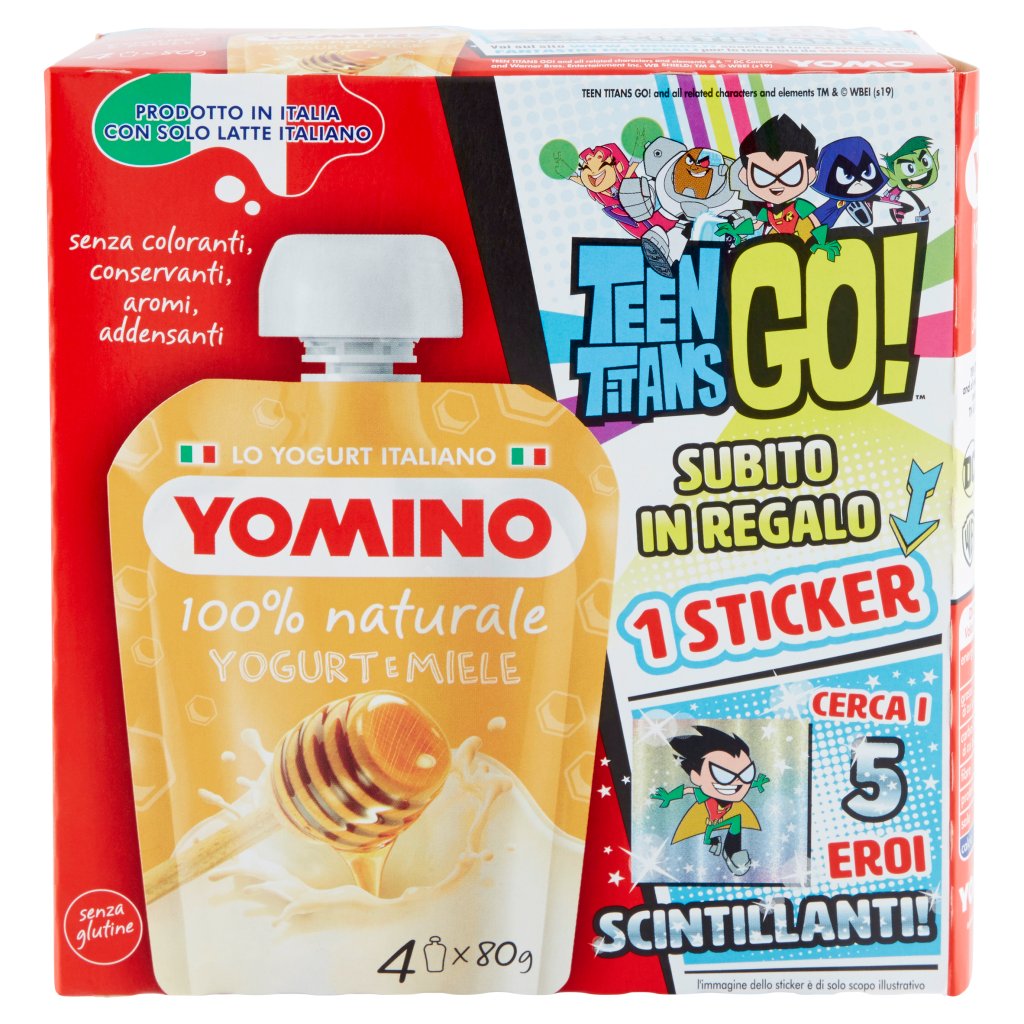Yomino 100% Naturale Yogurt e Miele 4 x 80 g