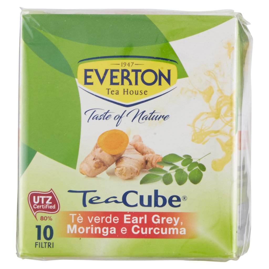 Everton Taste Of Nature Teacube Tè Verde Earl Grey, Moringa e Curcuma 10 x 1,3 g