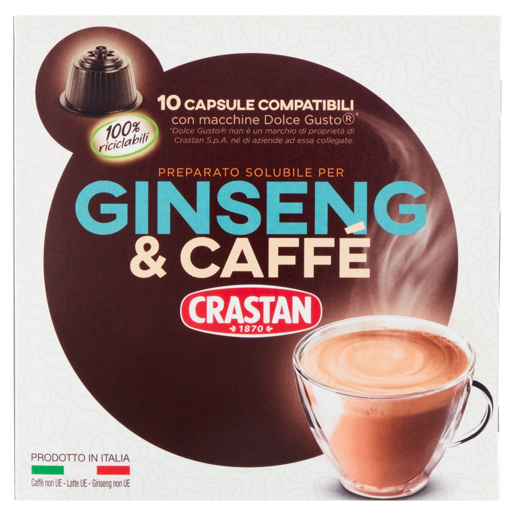 Crastan Preparato per Ginseng & Caffé Capsule Compatibili con Macchine Dolce  Gusto* 10 x 12 g