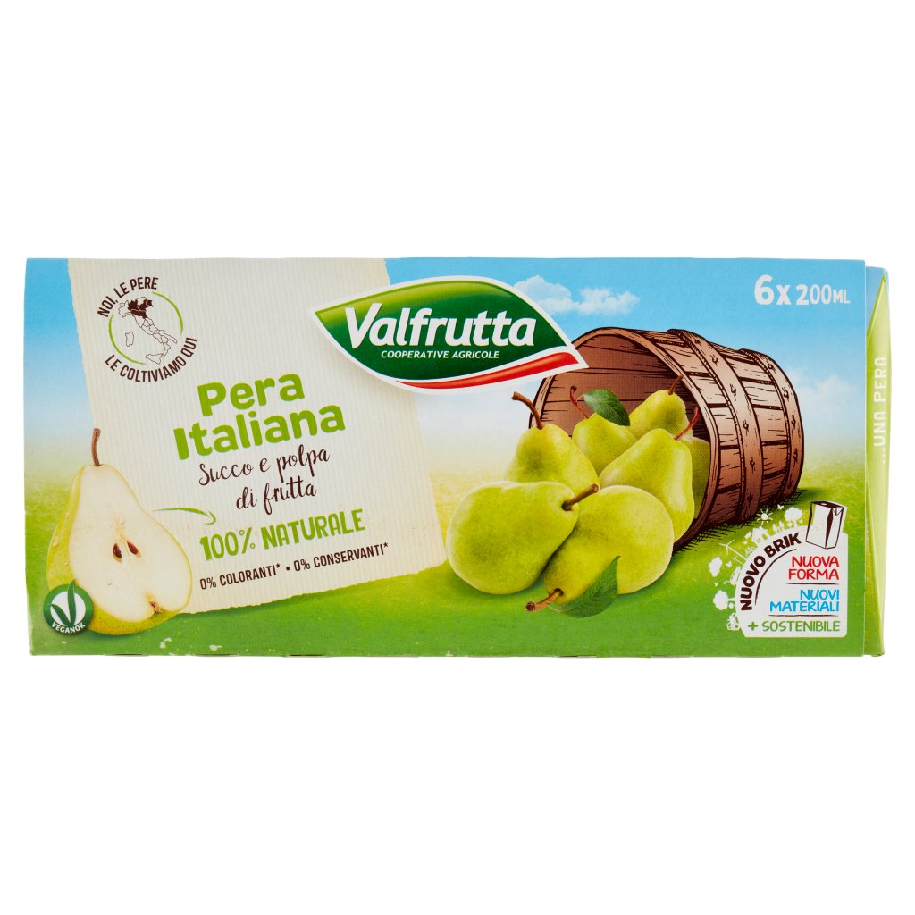 Valfrutta Pera Italiana Succo e Polpa di Frutta 6 x 200 Ml