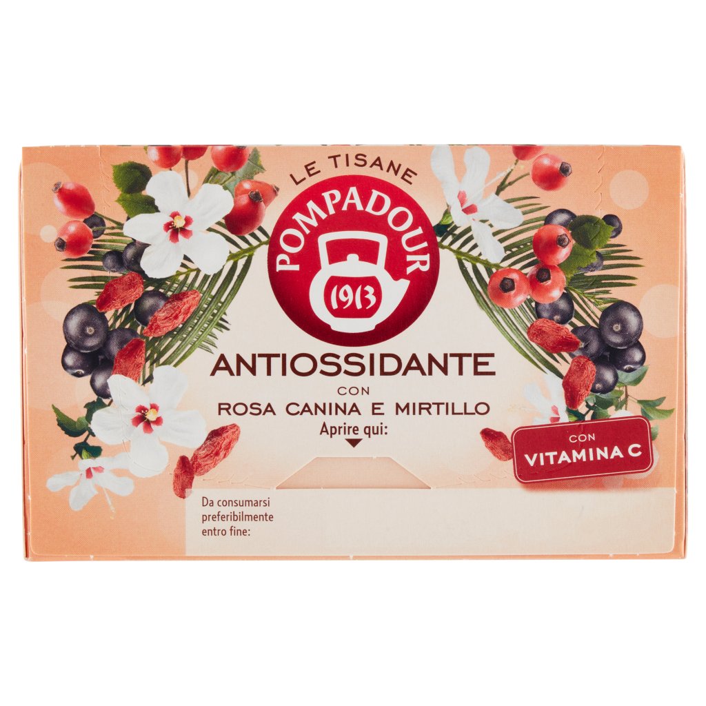 Pompadour Le Tisane Antiossidante con Rosa Canina e Mirtillo con Vitamina c 18 x 3 g