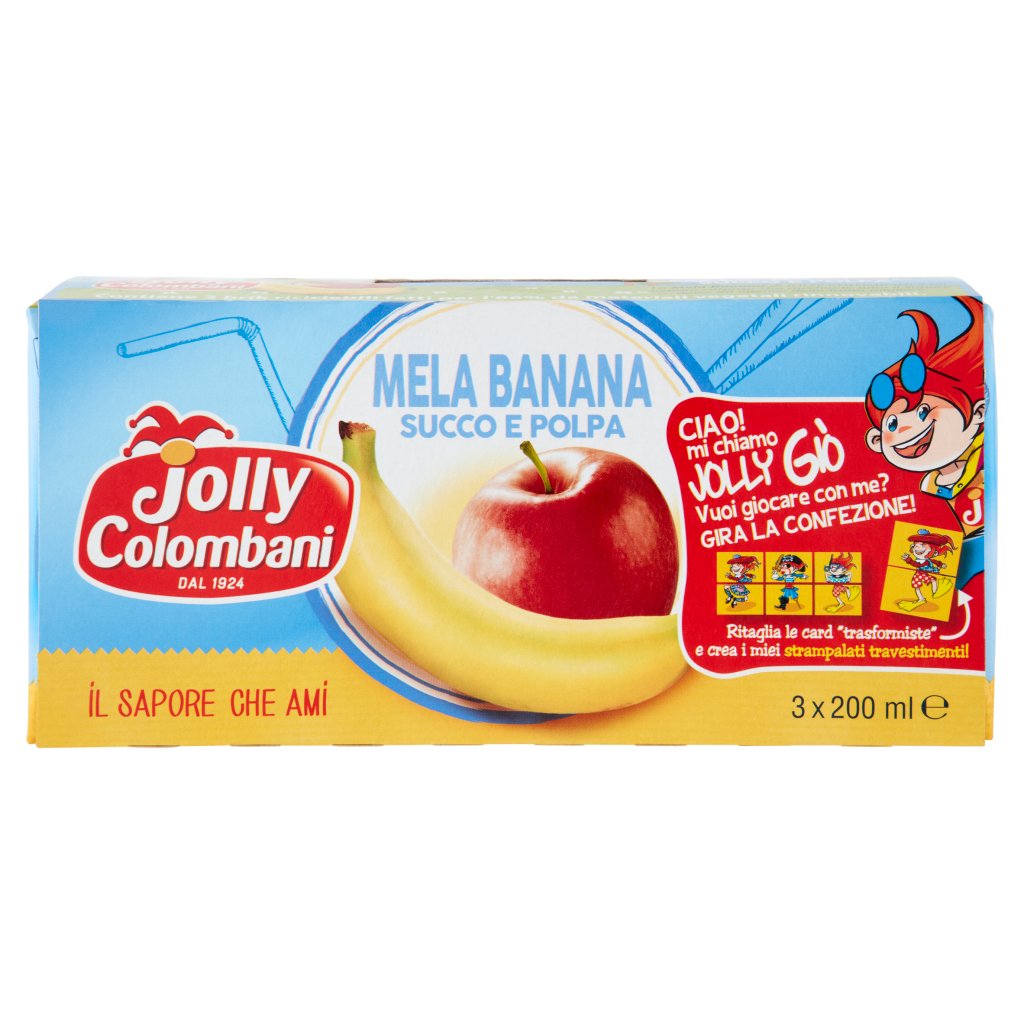 Jolly Colombani Mela Banana Succo e Polpa 3 x 200 Ml