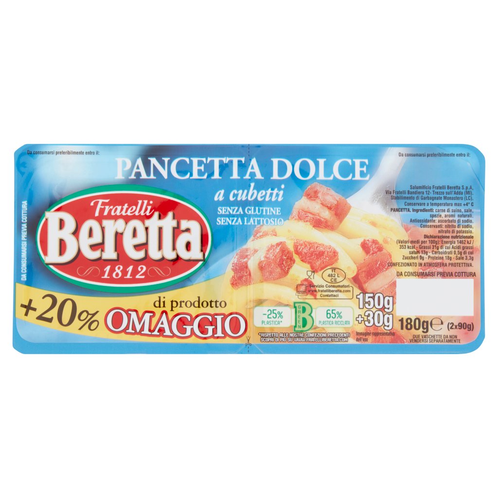 Fratelli Beretta Pancetta Dolce a Cubetti 2 x 90 g Everli