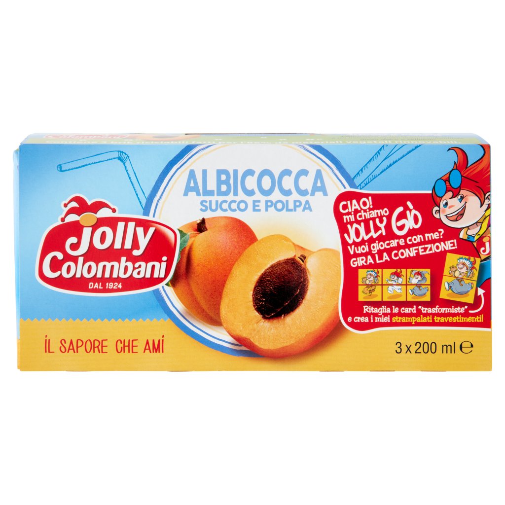 Jolly Colombani Albicocca Succo e Polpa 3 x 200 Ml