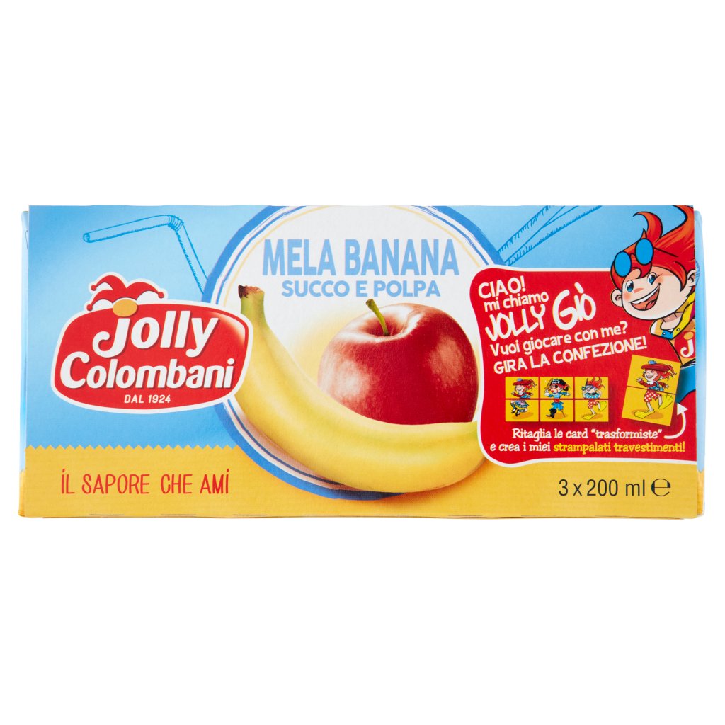 Jolly Colombani Mela Banana Succo e Polpa 3 x 200 Ml
