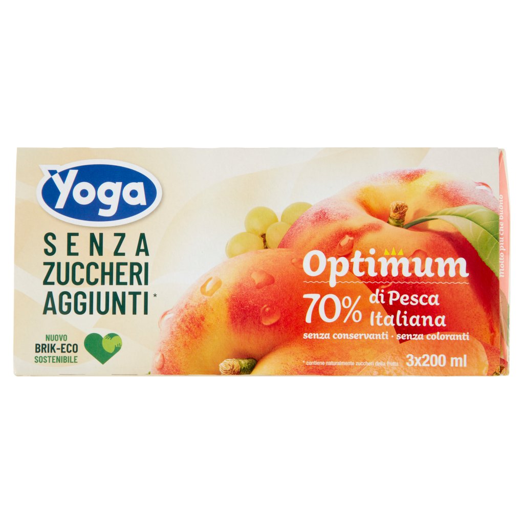 Yoga Optimum 70% di Pesca Italiana senza Zuccheri Aggiunti* 3 x 200 Ml