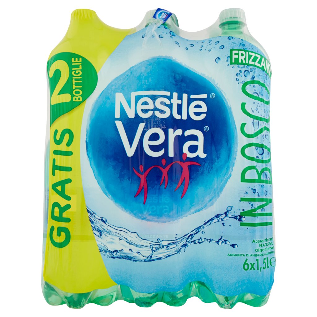 Nestlé Vera In Bosco, Acqua Minerale Oligominerale Frizzante 1,5l x 4 + 2 Bottiglie Omaggio