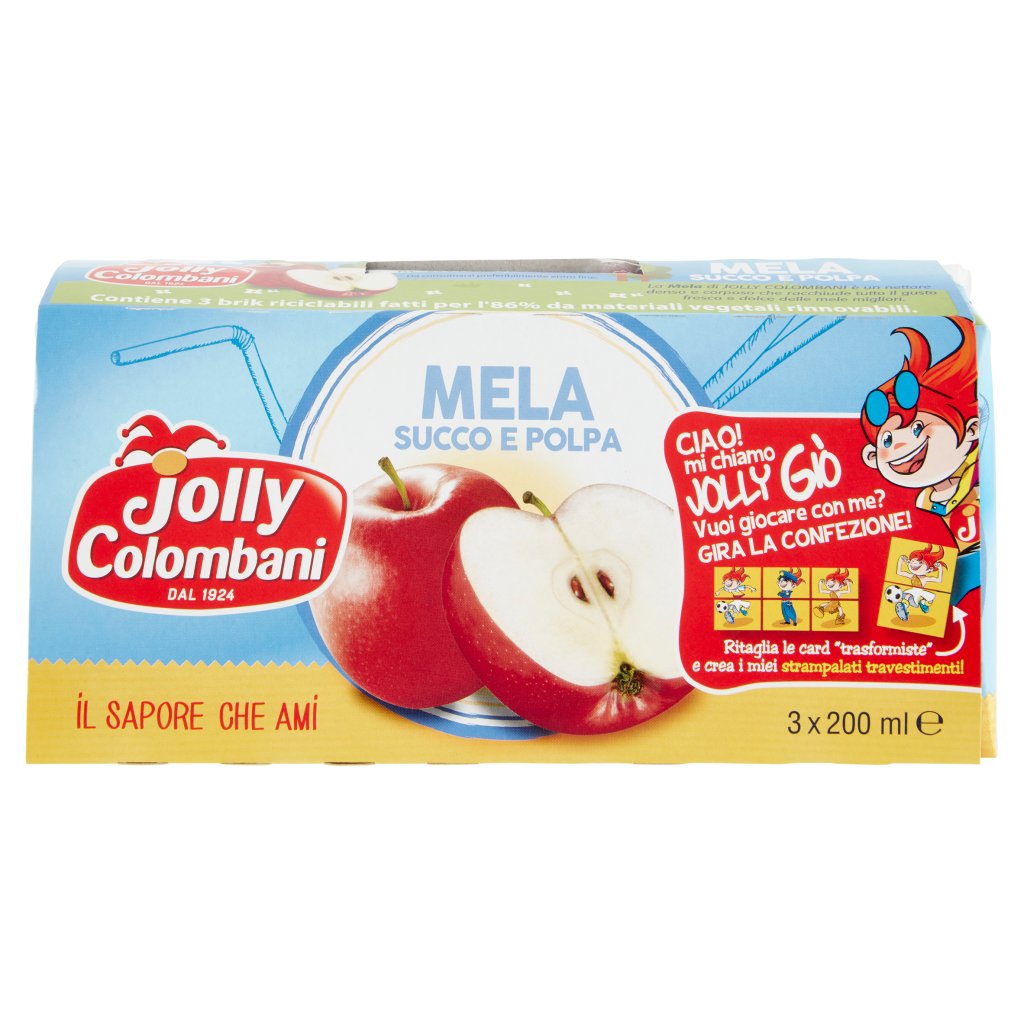Jolly Colombani Mela Succo e Polpa 3 x 200 Ml