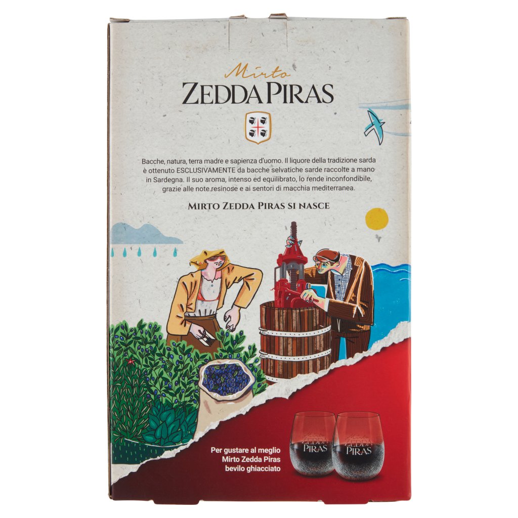 Zedda Piras Mirto Rosso Sardegna  + 2 Bicchieri Degustazione