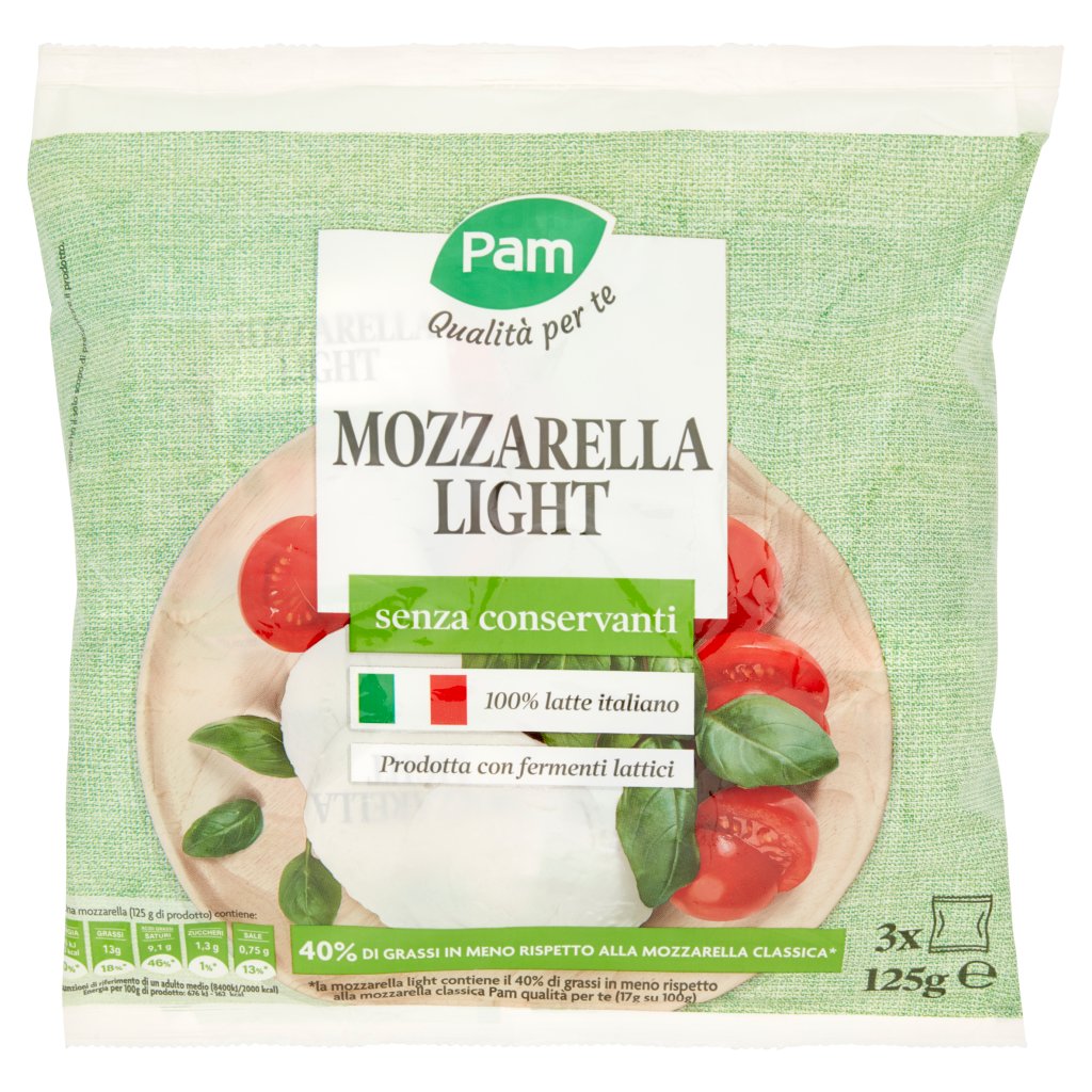 Pam Qualità per Te Mozzarella Light senza Conservanti 3 x 125 g