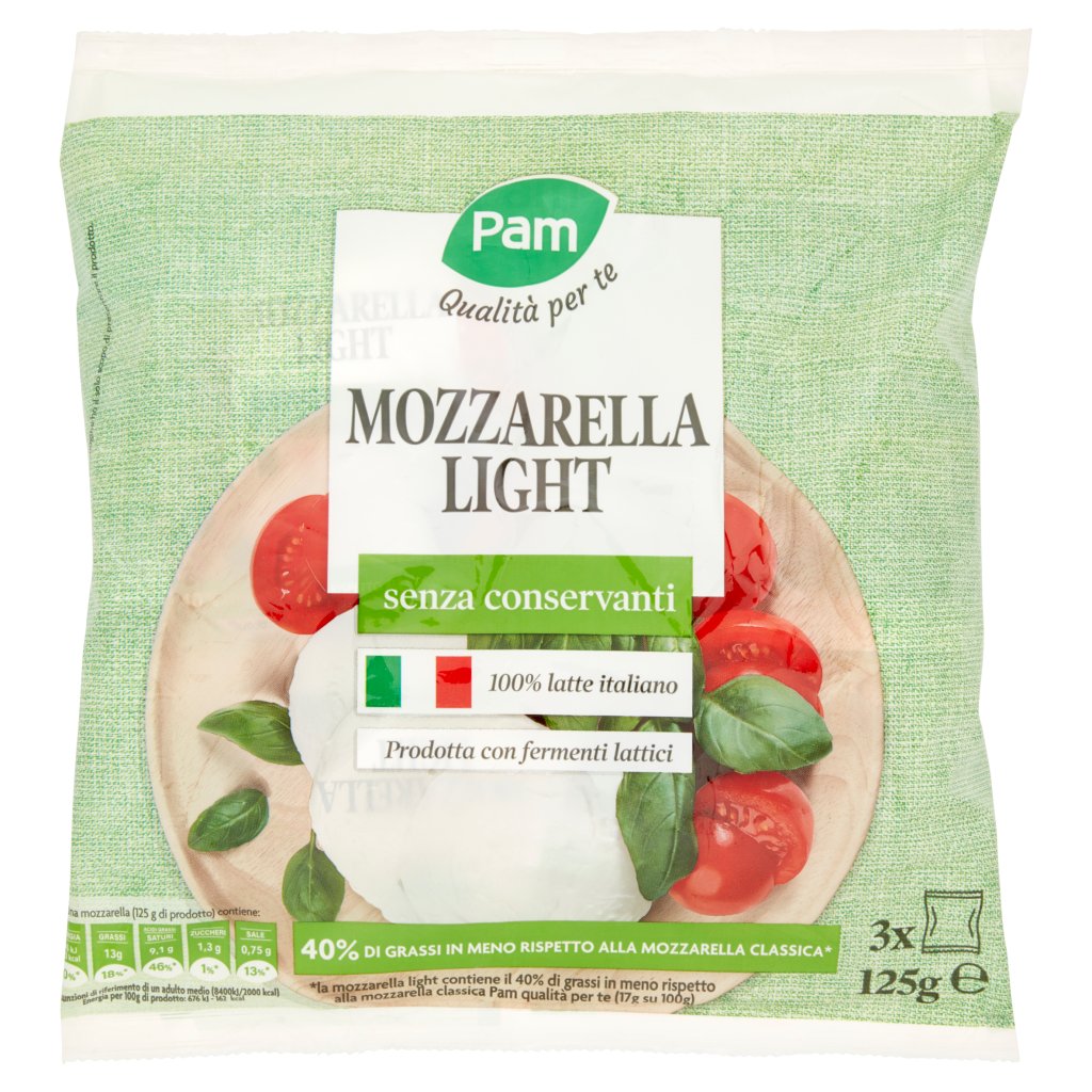 Pam Qualità per Te Mozzarella Light senza Conservanti 3 x 125 g