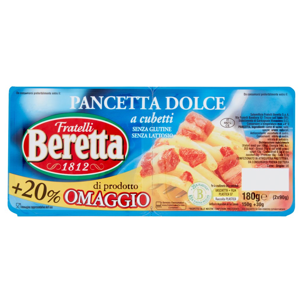 Fratelli Beretta Pancetta Dolce a Cubetti 2 x 90 g
