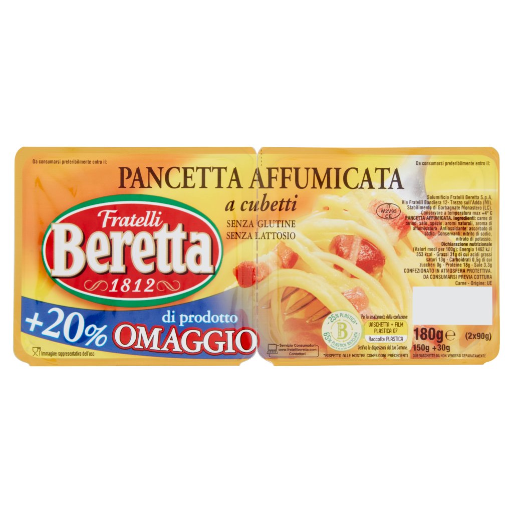 Fratelli Beretta Pancetta Affumicata a Cubetti 2 x 90 g