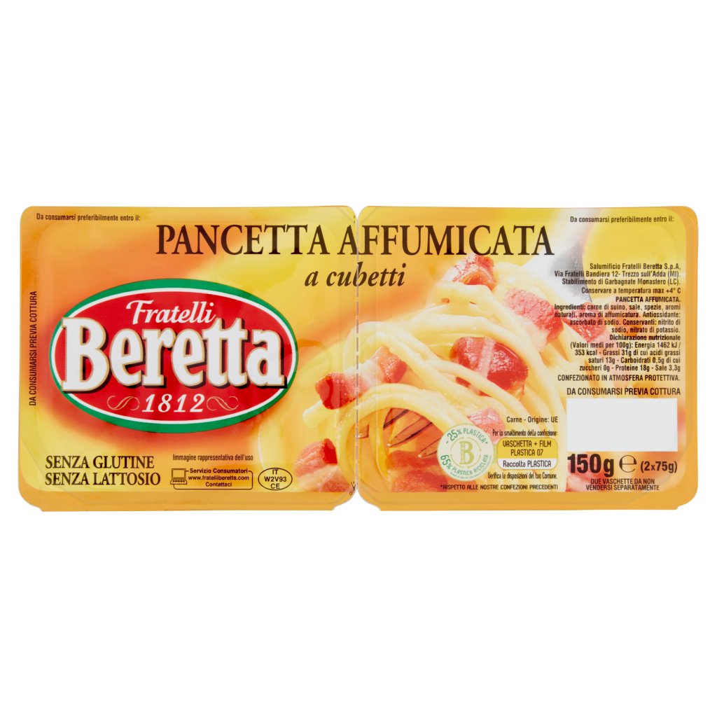 Fratelli Beretta Pancetta Affumicata a Cubetti 2 x 75 g