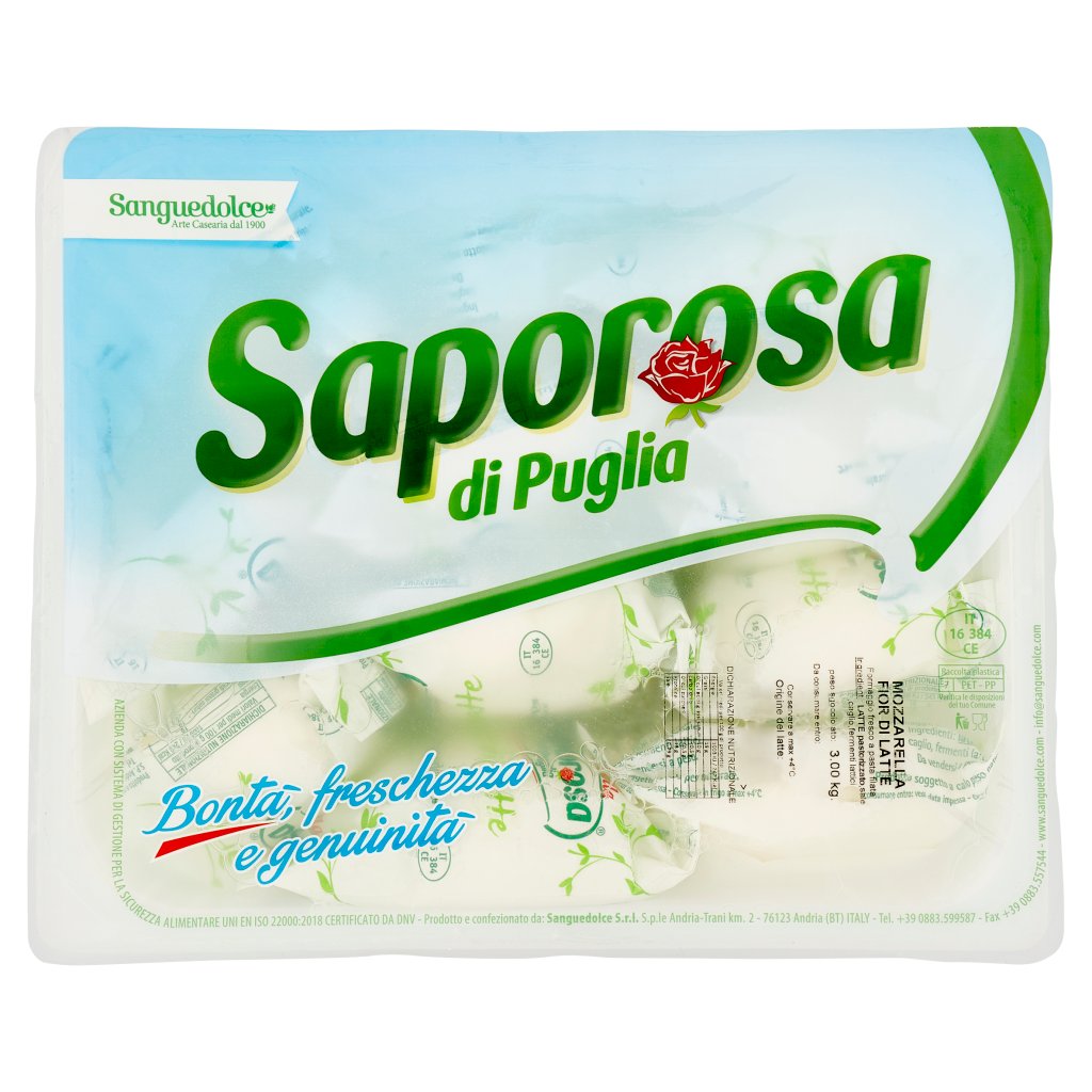 Sanguedolce Saporosa di Puglia Mozzarella Fior di Latte 3 Kg