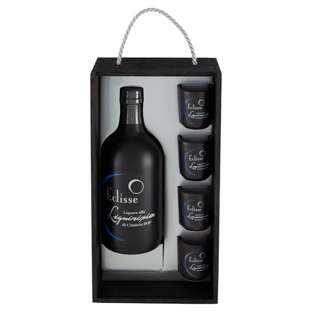 Eclisse Liquore alla Liquirizia di Calabria Dop  + 4 Bicchieri Cassetta in Legno