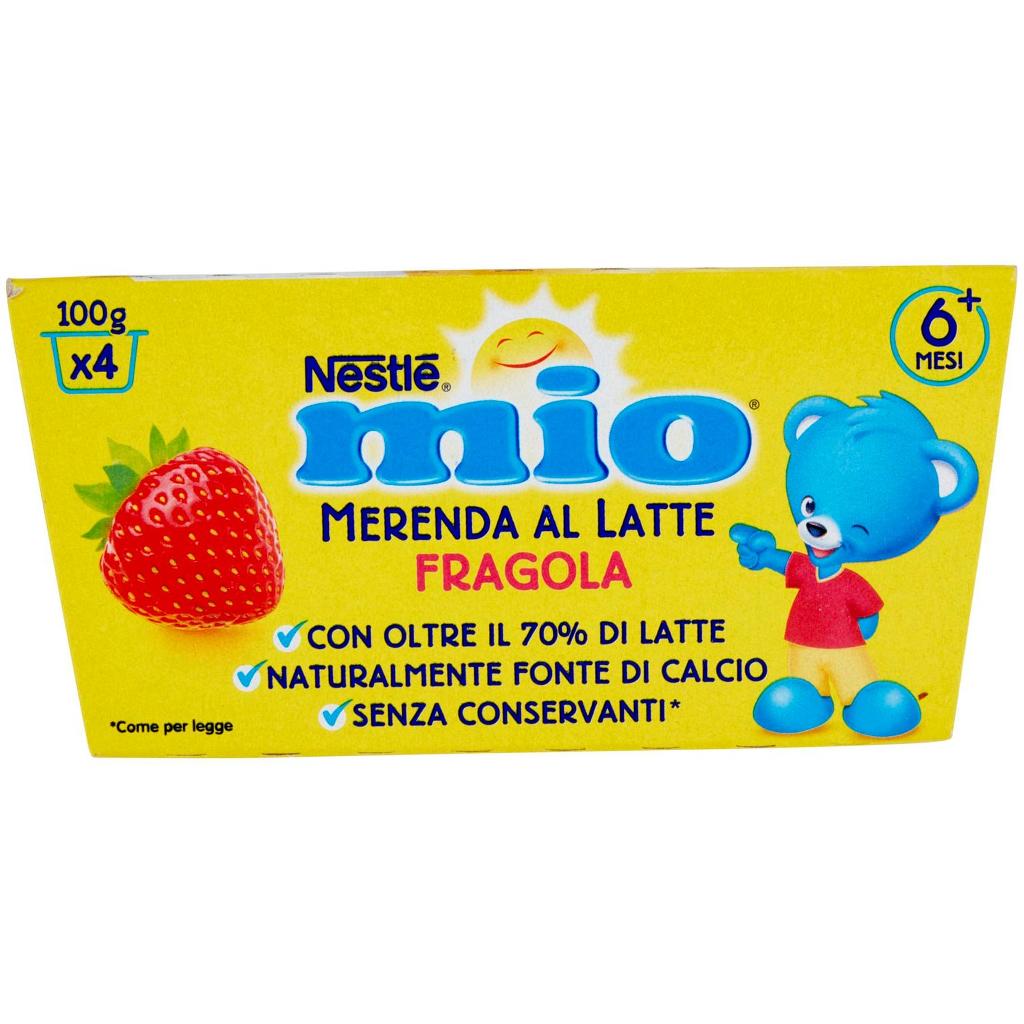 Mio Nestlé  Merenda al Latte Fragola da 6 Mesi 4 Vasetti da 100 g