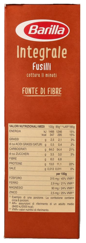 Barilla Pasta Integrale Fusilli 100% Grano Italiano