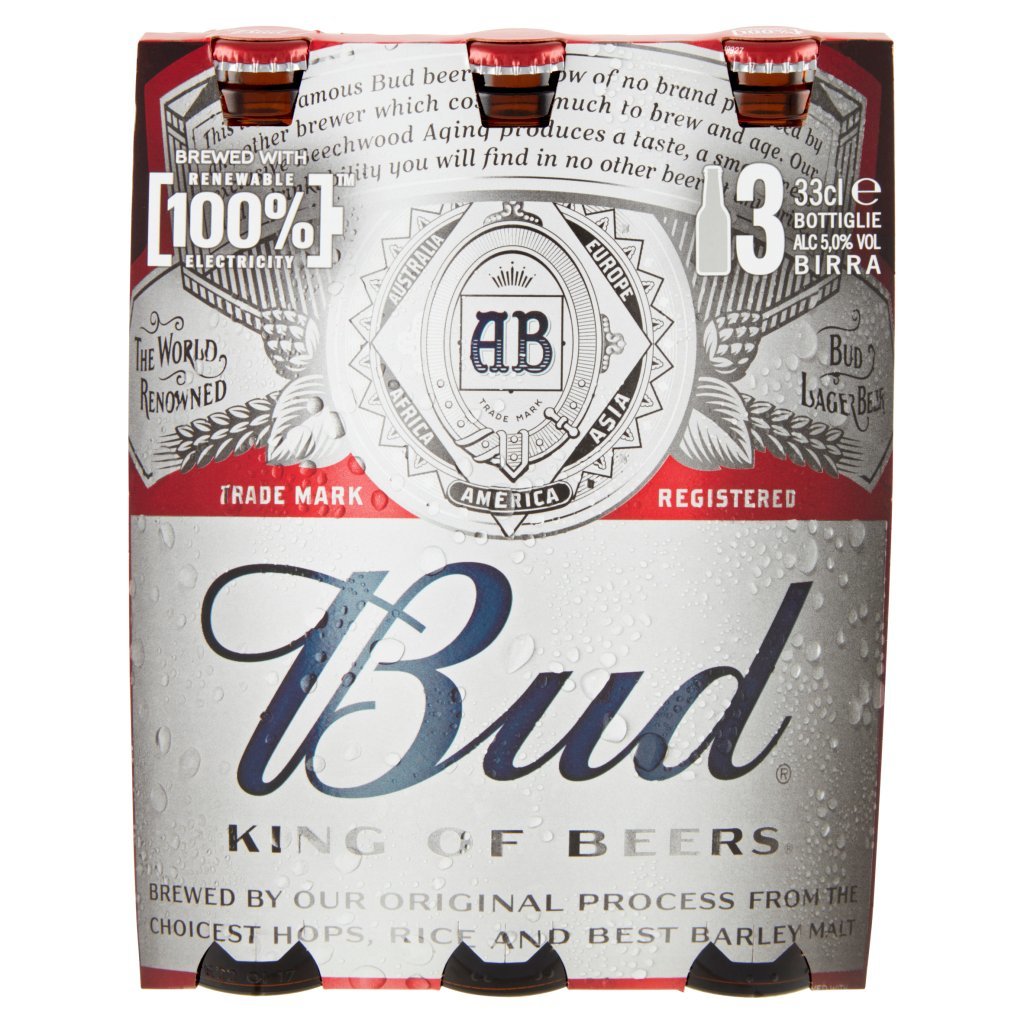 Bud Bud Birra Lager Americana Bottiglia 3x33cl