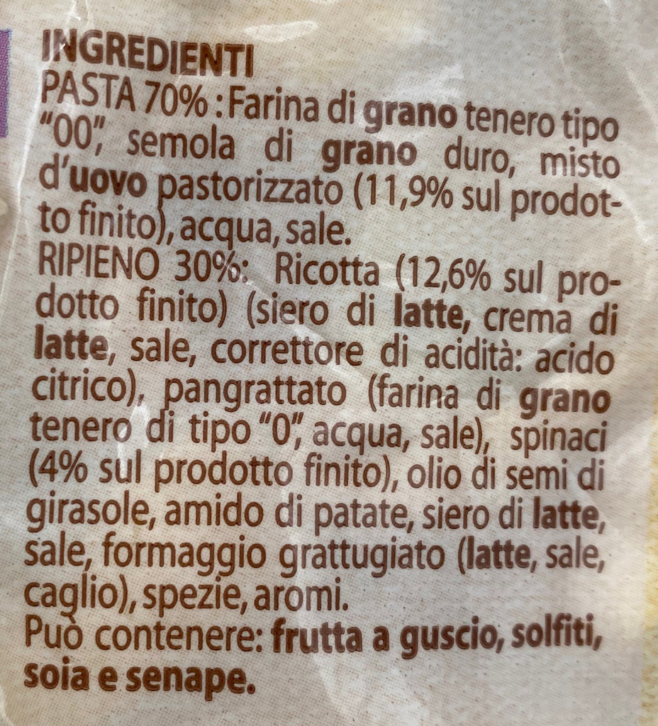 Tortelloni Ric/spinaci Kg.1
