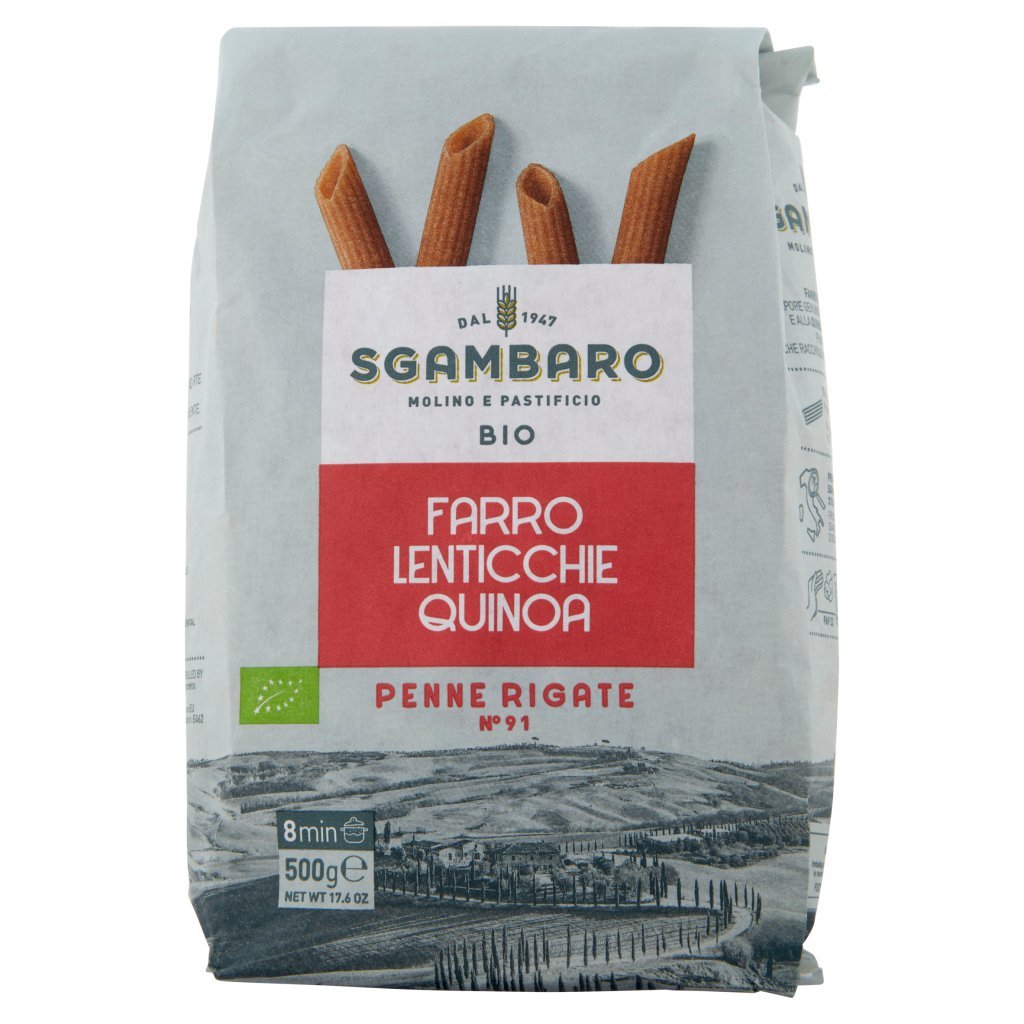 Sgambaro Bio Farro Lenticchie Quinoa Penne Rigate N° 91