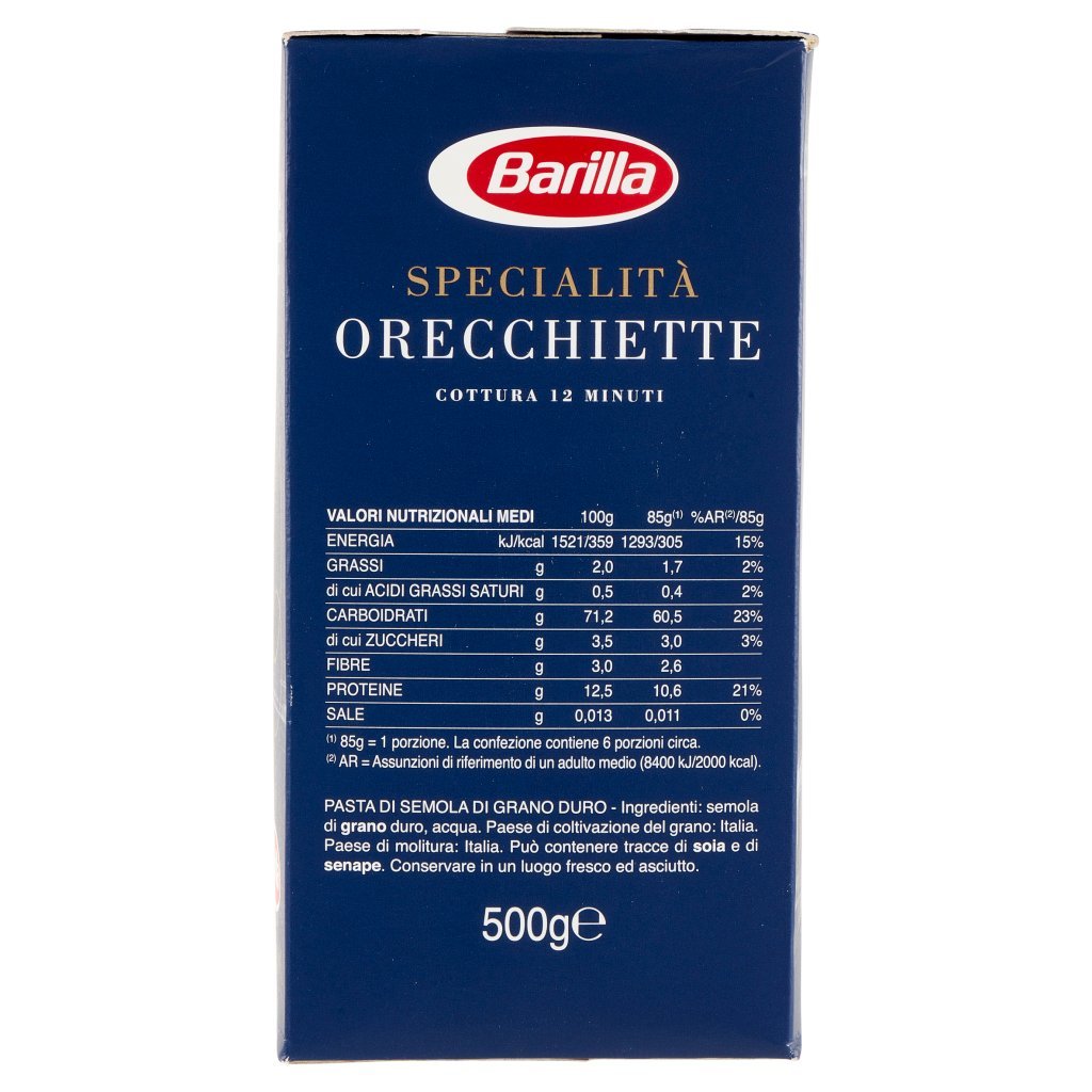 Barilla Pasta Specialità Orecchiette Grano 100% Italiano