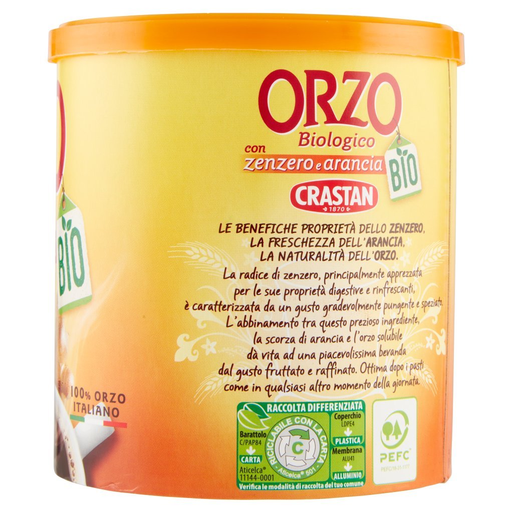 Crastan Bio Orzo Biologico con Zenzero e Arancia