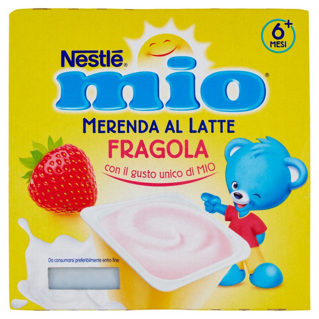 Mio Nestlé  Merenda al Latte Fragola da 6 Mesi 4 Vasetti da 100 g