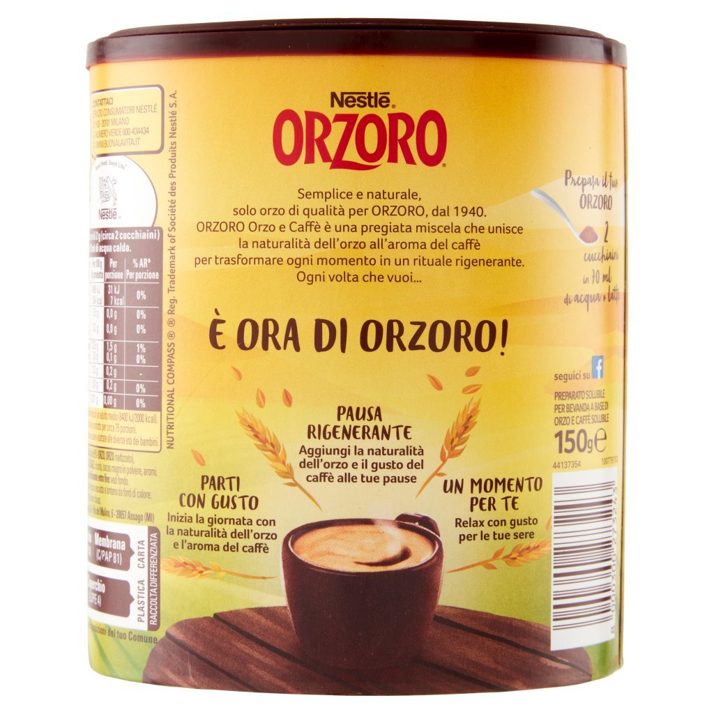Nestlé Orzoro Orzo e Caffè Solubile Barattolo
