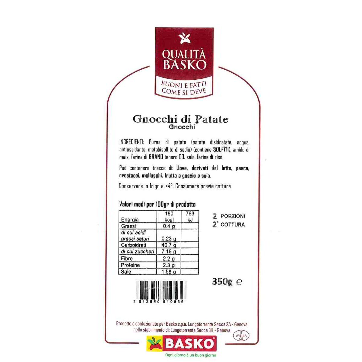 Qualita' Basko Gnocchi di Patate G.350 Basko