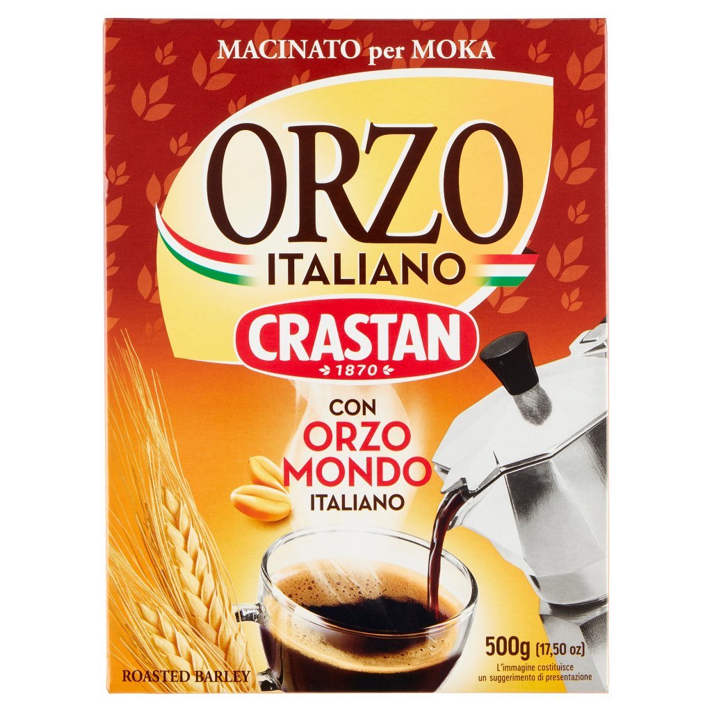 Crastan Orzo Italiano Macinato per Moka con Orzo Mondo Italiano