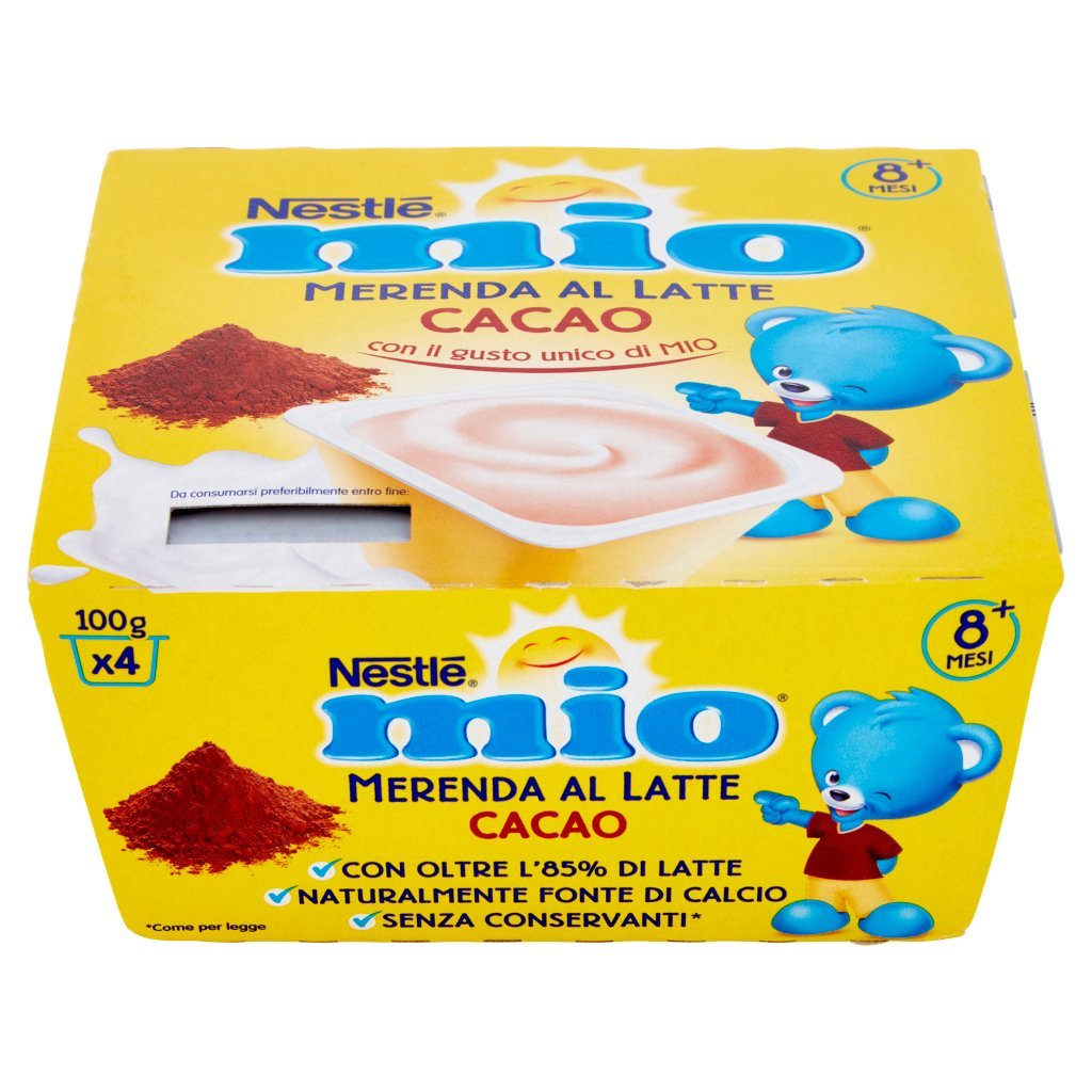 Mio Nestlé  Merenda al Latte Cacao da 8 Mesi 4 Vasetti da 100 g
