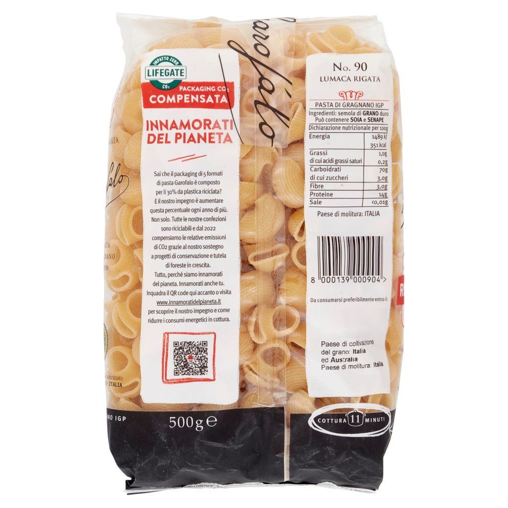 Garofalo Lumaca Rigata 90 Pasta di Gragnano Igp