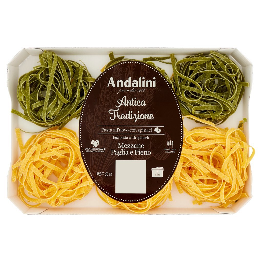 Andalini Antica Tradizione Pasta all'Uovo con Spinaci Mezzane Paglia e Fieno