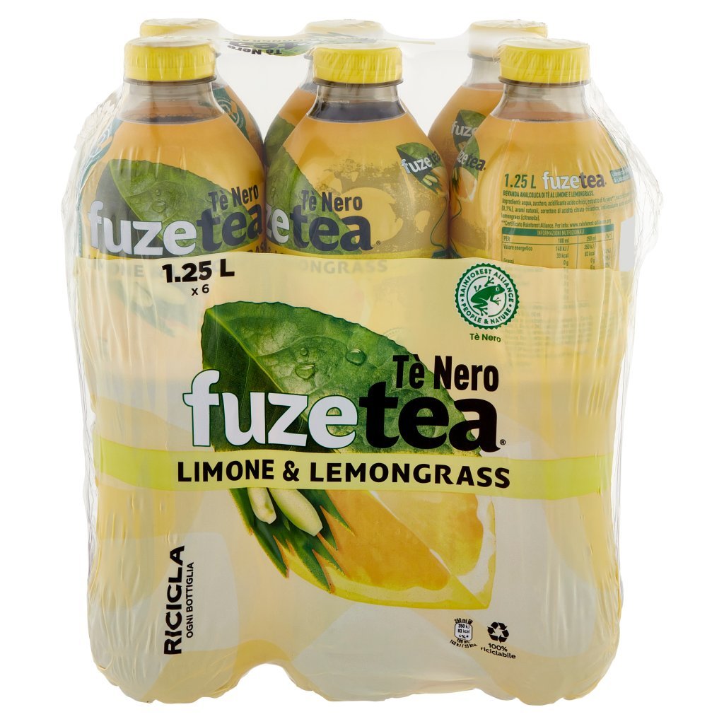 Fuze Tea Fuze Tea, Tè Nero Limone con una Nota di Lemongrass Pet 6 x 1,25l