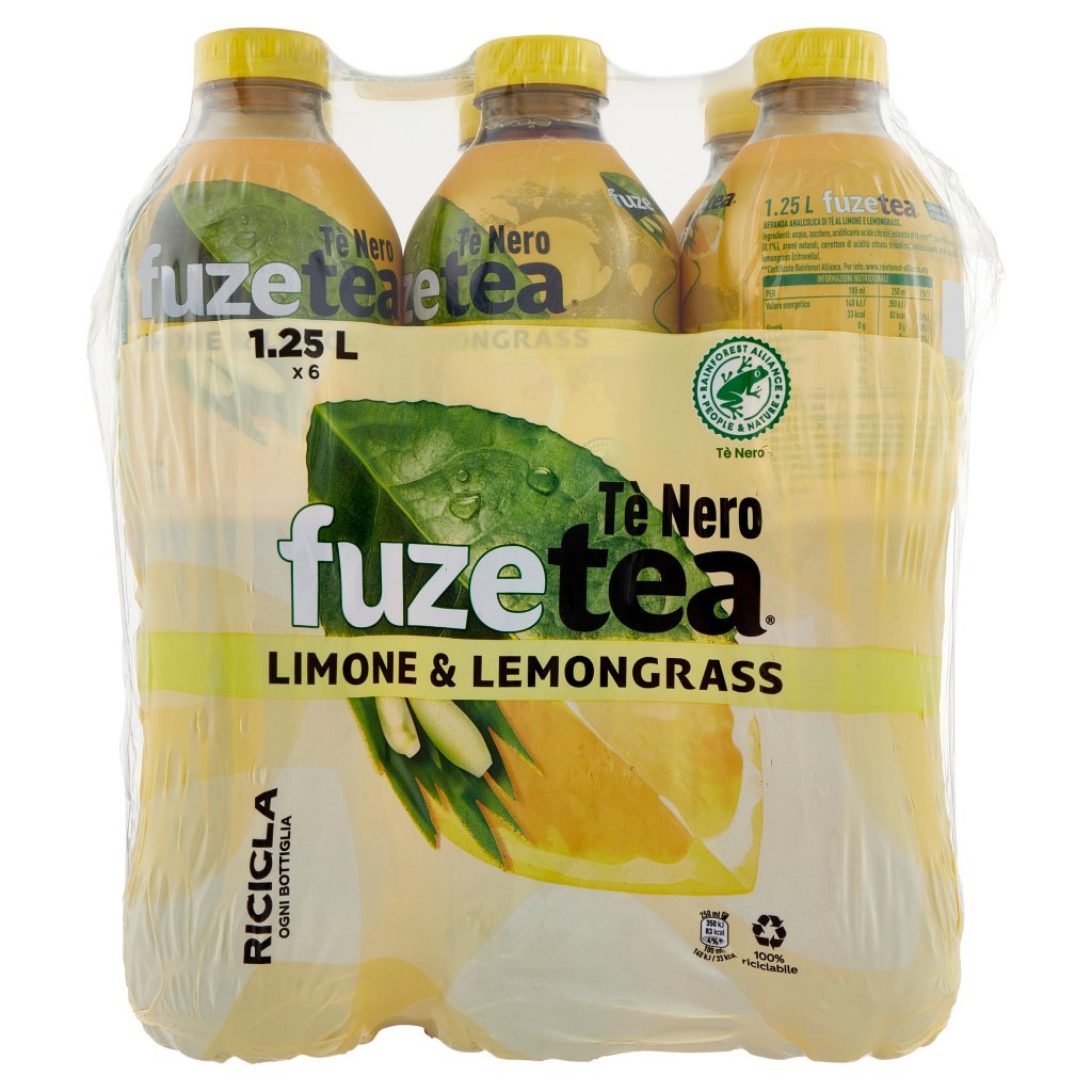 Fuze Tea Fuze Tea, Tè Nero Limone con una Nota di Lemongrass Pet 6 x 1,25l